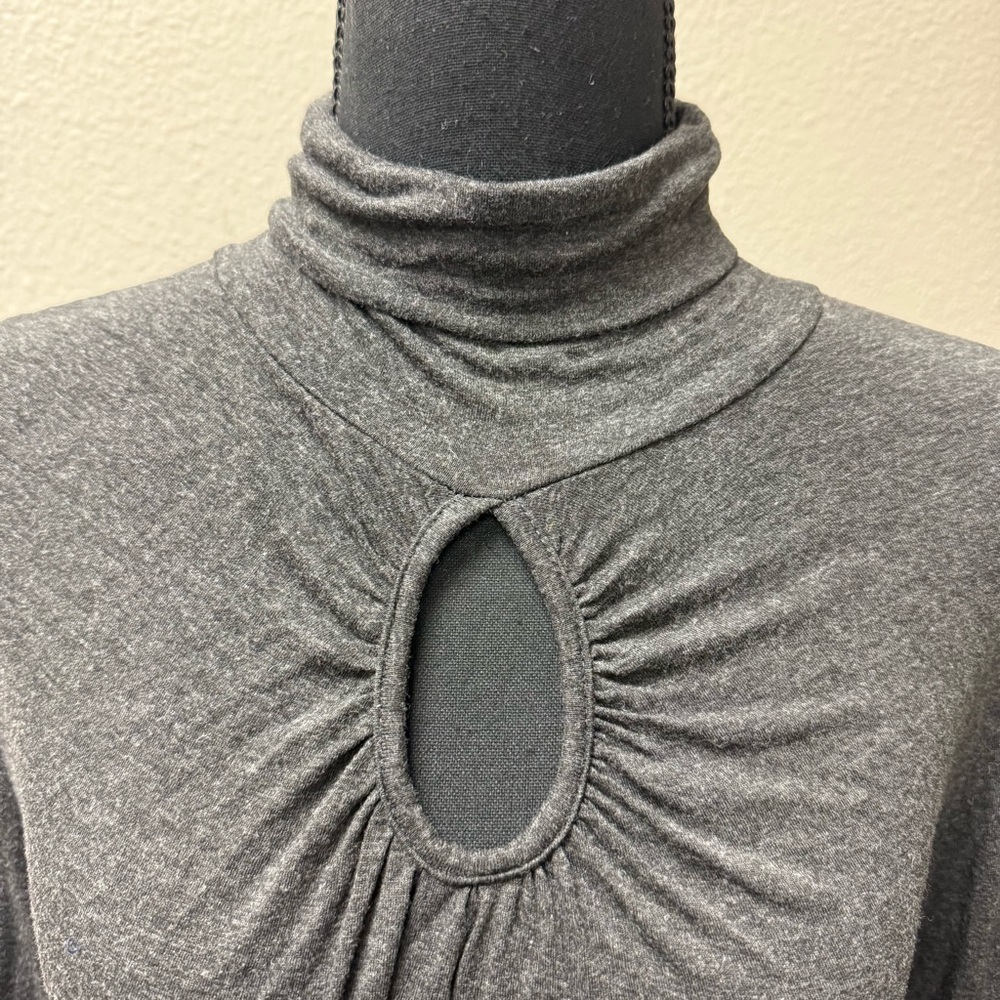 Spense Charcoal Gray Long Sleeve Keyhole Mock Neck Top | Women’s Size M - Picture 2 of 7